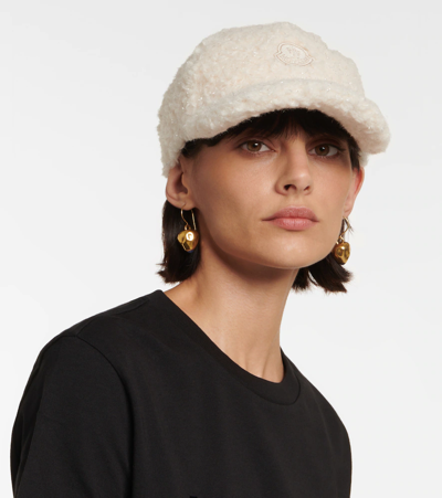 Shop Moncler Teddy Baseball Cap In White