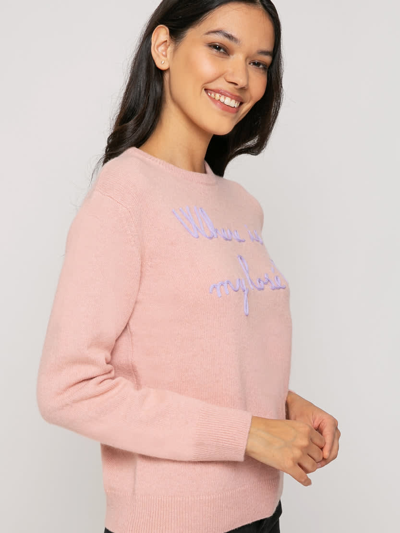 Mc2 Saint Barth Woman Sweater With Where Is My Rosé? Embroidery In Pink