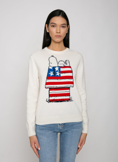 Mc2 Saint Barth Woman Sweater With Snoopy Print Snoopy - Peanuts Special Edition In White