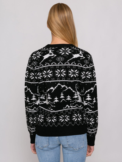 Mc2 Saint Barth Woman Sweater With Norwgian Style Print And Sun Moritz Embroidery In Black