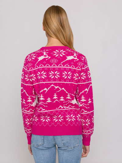 Shop Mc2 Saint Barth Woman Sweater With Norwegian Pattern And Courma Embroidery In Pink