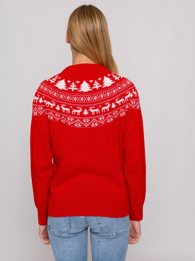 Mc2 Saint Barth Woman Sweater With Norwegian Jacquard Print In Red