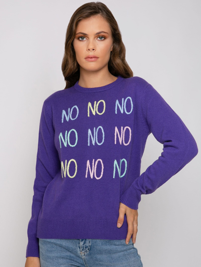 Shop Mc2 Saint Barth Woman Sweater With No No No Embroidery In Purple