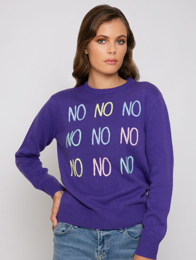 Mc2 Saint Barth Woman Sweater With No No No Embroidery In Purple