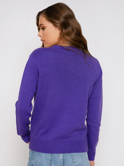 Shop Mc2 Saint Barth Woman Sweater With No No No Embroidery In Purple