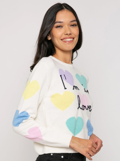 Shop Mc2 Saint Barth Woman Sweater With Hearts Print And Im In Love Embroidery In White