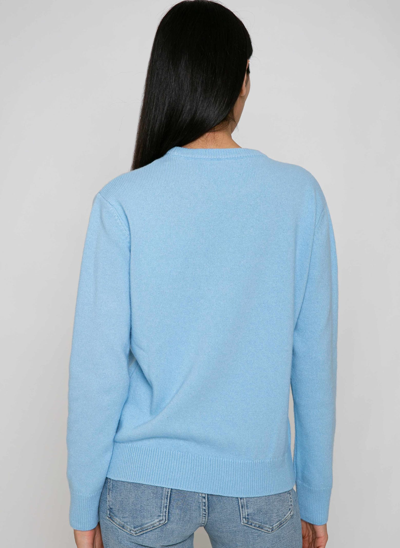 Mc2 Saint Barth Woman Sweater With Cortina Queen Embroidery In Blue