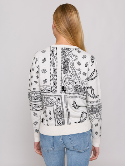 Mc2 Saint Barth Woman Sweater With Bandanna Print And Saint Barth Embroidery In White