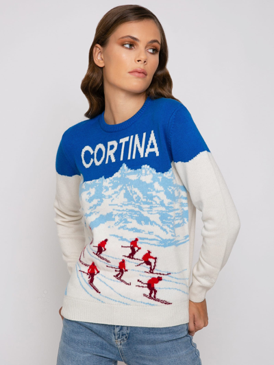 Mc2 Saint Barth Saint Barth Mc2 Cortina Alps Postcard Sweater In Blue In Blue