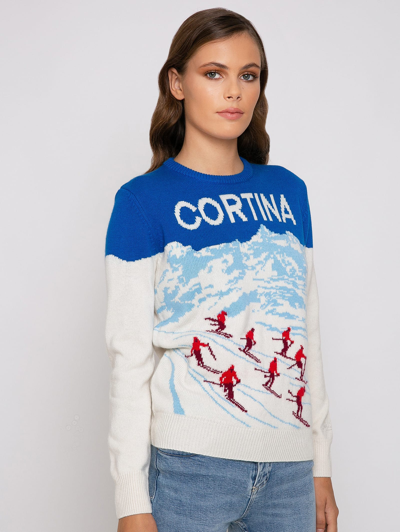 Mc2 Saint Barth Saint Barth Mc2 Cortina Alps Postcard Sweater In Blue In Blue