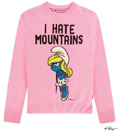 Mc2 Saint Barth Woman Pink Sweater I Hate Mountains Smurfette ©peyo Special Edition In Pink