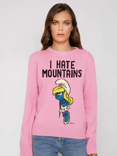 Mc2 Saint Barth Woman Pink Sweater I Hate Mountains Smurfette ©peyo Special Edition In Pink