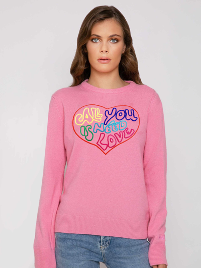 Shop Mc2 Saint Barth Woman Pink Sweater All You Need Is Love Embroidery