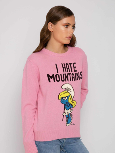 Mc2 Saint Barth Woman Pink Sweater I Hate Mountains Smurfette ©peyo Special Edition In Pink