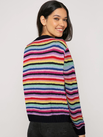 Mc2 Saint Barth Woman Multicolor Striped Crochet Sweater In Multicolor