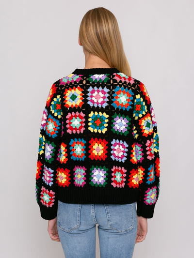 Mc2 Saint Barth Woman Multicolor Crochet Sweater In Black
