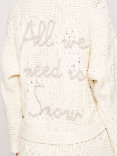 Mc2 Saint Barth Woman Maxi Cardigan With Embroidery And Belt In White