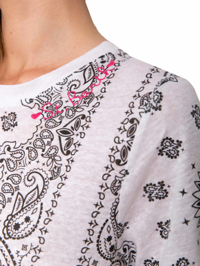 Mc2 Saint Barth Woman Linen T-shirt With Bandanna Print In White