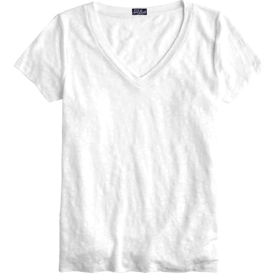 Shop Mc2 Saint Barth Woman White Linen T-shirt