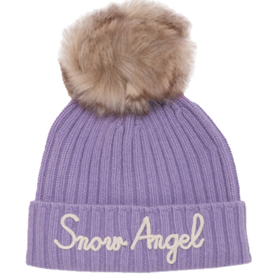 Shop Mc2 Saint Barth Woman Hat With Pompon And Snow Angel Embroidery In Purple