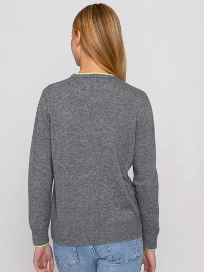 Mc2 Saint Barth Woman Grey Sweater Girl Pwr Fluo Embroidery And Fluo Details In Grey