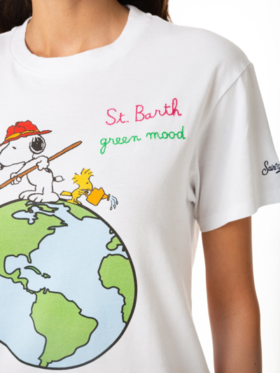 Mc2 Saint Barth Woman Cotton T-shirt With Snoopy Print Snoopy - Peanuts Special Edition In White