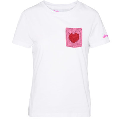Shop Mc2 Saint Barth Woman Cotton T-shirt With Pocket In White
