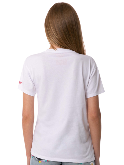 Shop Mc2 Saint Barth Woman Cotton T-shirt With Love Sicily Embroidery In White