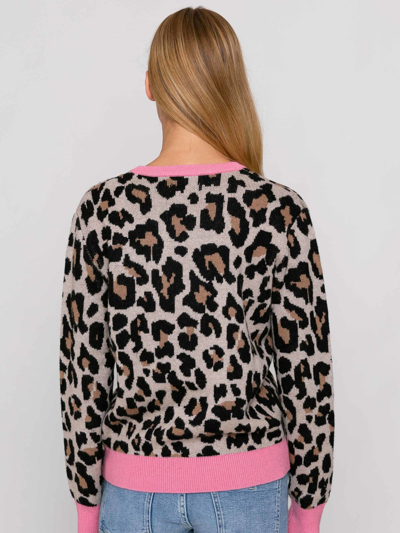 Mc2 Saint Barth Woman Brushed Sweater With Animalier Print The Rolling Stones® Special Edition In Brown