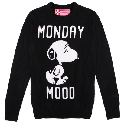 Mc2 Saint Barth Woman Black Sweater Monday Mood Snoopy - Special Edition In Black