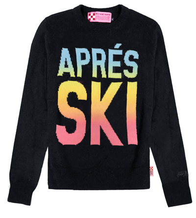 Shop Mc2 Saint Barth Woman Black Sweater Aprés Ski Degrade Writing