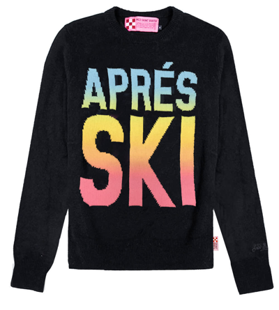 Mc2 Saint Barth Black Woman Sweater Aprés Ski Degrade Writing In Black
