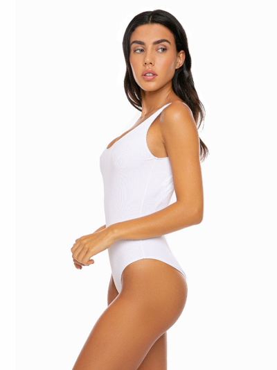 Mc2 Saint Barth White Ribbed One Piece Swimsuit In White