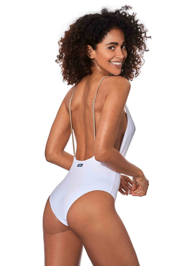 Mc2 Saint Barth V Neck One Piece Swimsuit In Grey