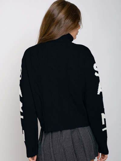 Mc2 Saint Barth Turtleneck Braided Sweater Saint Barth In Blue