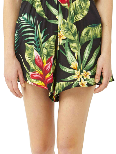 Mc2 Saint Barth Tropical Print Woman Shorts In Black