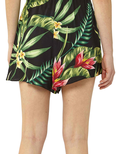 Mc2 Saint Barth Tropical Print Woman Shorts In Black