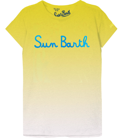 Shop Mc2 Saint Barth Sun Barth Embroidered T-shirt In Yellow