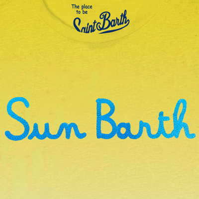 Mc2 Saint Barth Sun Barth Embroidered T-shirt In Yellow