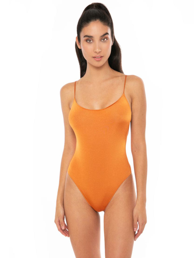 Mc2 Saint Barth Shiny Orange One Piece Swimsuit In Orange