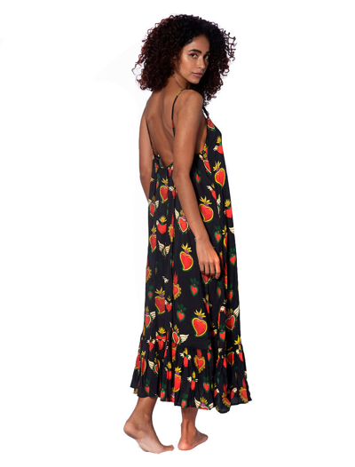 MC2 SAINT BARTH SECRET HEART PRINT GOWN WITH SHOULDER STRAPS 