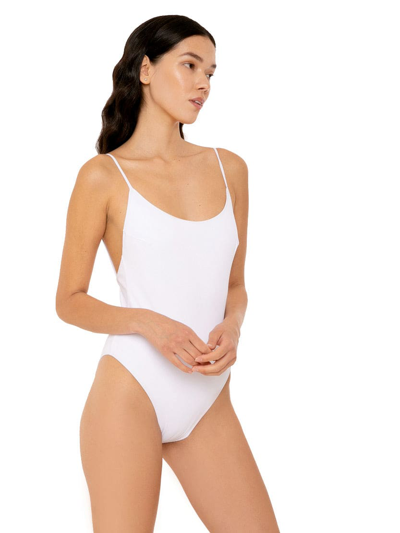 Shop Mc2 Saint Barth Ribbed One Piece Swimsuit In White