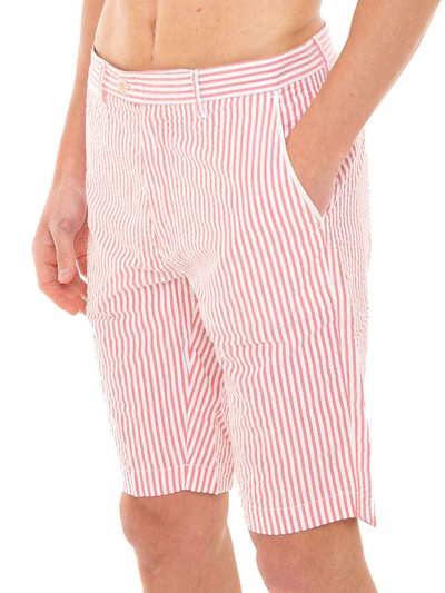 Mc2 Saint Barth Red Stripe Bermuda Short In Red