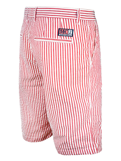 Mc2 Saint Barth Red Stripe Bermuda Short In Red