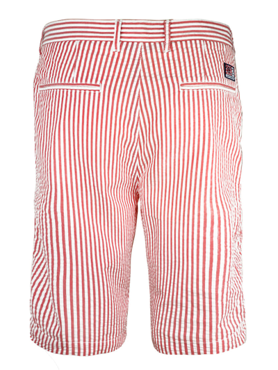 Mc2 Saint Barth Red Stripe Bermuda Short In Red