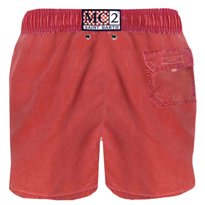 Mc2 Saint Barth Red Delavè Mans Swim Shorts In Red