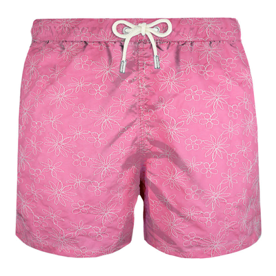Shop Mc2 Saint Barth Pink Embroidered Swim Shorts