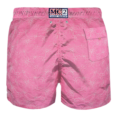 Shop Mc2 Saint Barth Pink Embroidered Swim Shorts