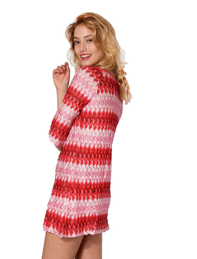 Mc2 Saint Barth Multicolor Red Knitted Mini Dress In Red