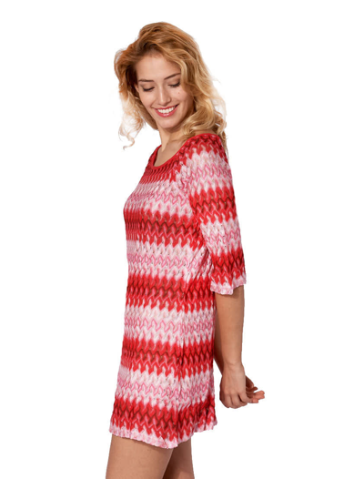 Mc2 Saint Barth Multicolor Red Knitted Mini Dress In Red